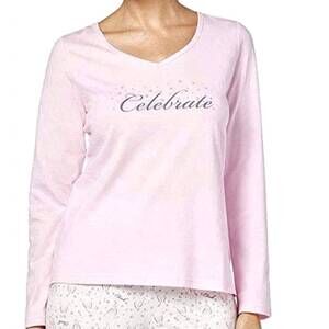 NEW CHARTER CLUB LUXURY women's graphic pajama top in pink